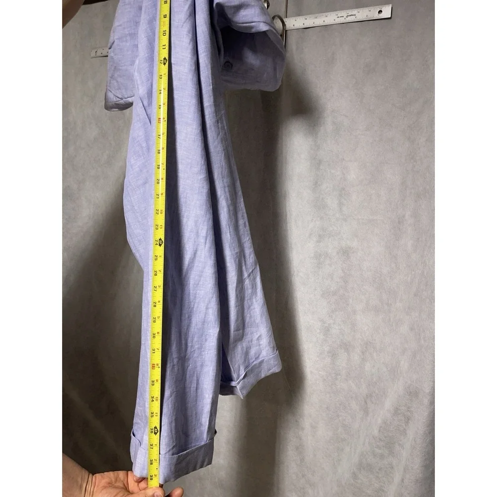 Men Linen Pants 36X39 Lavender Baggy Linen Wide Leg Hopsack Pleat Cuffs Lorenier